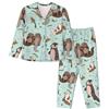 VACSAX Set pigiama da donna accogliente e traspirante, rilassati con stile con colletto classico e cintura elastica bassotto cane autobus estivo palme, Cartone animato lontra carino, XL