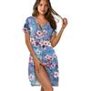 xixirimido Camicia da notte da donna con bottoni, scollo rotondo, taglie forti, traspirante, leggera, camicie da notte, Cherry Blossom Pittura A Olio, XS