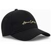 Armani Exchange Berretto da Baseball Classico con Firma Ricamata, Cotone, Nero