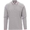 PAYPER Aviazione Melange Polo Unisex Uomo Donna a Manica Lunga Misto Cotone Colletto Polsino a Costine Spacchetti Laterali Rinforzo Sagomato retrocollo Grigio (5XL)