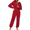 Generico Tuta Pigiama Intera in Pile Donna Comodo Manica Lunga Pigiamone Intero in Pile Tuta Monopezzo Inverno con Cappuccio Curvy Tuta da Notte Sherpa Set Pigiami Lunghi Sleepwear per Tutte Adatta