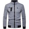 PPPPA Autunno e Inverno Giacca da Uomo con Cerniera Multi-Tasca Giacca da Uomo Maglione da Uomo Inverno Casual Solido Tasca Colletto alla Coreana in Cotone Sottile Top in Cotone Giacca con Cerniera
