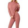 Fulidngzg Tuta Termica Donna Manica Lunga Taglie Forti Invernale Completo Termico Maglietta Termica Lana Collo Alto Running Pantaloni Termici Sportiva Montagna Intimo Termico Traspirante Warm Maglia Termica