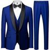 Generic Completo da uomo Groomsmen Regular Fit Smoking, 3 Peice, set giacca, gilet e pantaloni, Nero Blu 1, L