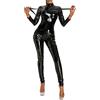 Generico Completo Sexydonna Hot Donna Seducente Completo Per donna Alta Elastico Pelle lucida PU Pelle lucida lucida Discoteca Maniche lunghe Collant Aderente al Lingerie Sexy Hot Per Sesso (Black, L)