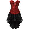 Hengzhifeng Corsetto con Gonna Donna Goth Bustino Corsetti Halloween (EUR 34-36,Nero Rosso)