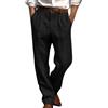 Dmmtot Pantaloni lunghi da uomo in lino, eleganti, da lavoro, formali, da ufficio, estivi, a gamba dritta, comodi, vestibilità larga, leggeri, traspiranti, taglia S-3XL, bianco, XL