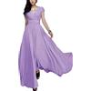 ORANDESIGNE Vestiti della Sera Lungo da Donna Abito Cerimonia in Chiffon Abito da Damigella d'Onore Scollo a V Abito da Cocktail Party Abito Estivo a Maniche Corte A Viola Chiaro L