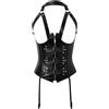 Generisch Corpetto da donna in ecopelle con allacciatura al collo - Corsetto gotico con cerniera, fibbie e reggicalze | Top dominante per feste ed eventi, Stil_y01 Nero, S