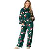 Generisch Set pigiama da donna in flanella, cappello di Natale, pigiama invernale, comodo, morbido e caldo, verde, M