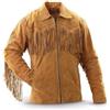 Rumble Products Giacca Western da Cowboy Tradizionale da Uomo | Giacca in Pelle Scamosciata Nativa Americana Marrone con Nappe e Frange, Marrone chiaro., Medium