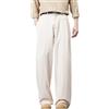 Generisch Pantaloni in tessuto da uomo Baggy, eleganti, a gamba larga, morbidi, da lavoro, casual, per il tempo libero, classici, tinta unita, con pieghe, vestibilità regolare, O nero., L