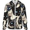 Novastar Felpa con cappuccio per uomo e donna, motivo gatto siamese, occhi azzurri, a maniche lunghe, con cappuccio, per uomo e donna con tasche, nero/bianco, M