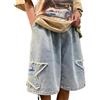 FCOOLYEET Uomo Y2k Baggy Jorts Grunge Denim Shorts Hip Hop Star Shorts Jorts Patchwork Jeans Shorts Streetwear, Blu, Taglia S