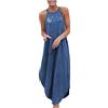 WOXIHUAN Abito Donna Jeans Denim Leggero Gonna Lunga Da Donna Con Stampa Denim Taglie Forti Larghe Senza Maniche Canotta Tinta Unita Vestiti Donna Jeans Corti Vestito Donna Estivo Casual Bohemien da Mare