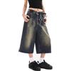 VOLYMOON Y2k Baggy Jean Shorts Jorts Y2k Hip Hop Shorts Skater Jeans Grunge Jorts Estetica Pantaloni, Blu Ciano., XX-Large