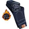 Mymyguoe Jeans termici da uomo, invernali, da neve, foderati, in pile, elasticizzati, comodi, con gamba dritta, in denim, imbottiti, da lavoro, Blu, 44