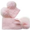 Brillabenny Set Cappello e Sciarpa Bambina Quattro PON PON Pelliccia Vera Cuffia Hat Fur Baby (Rosa 1-3/4 Anni)
