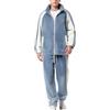 Generisch - Tuta da uomo a due pezzi, pigiama in pile, inverno, con giacca soffice e pantaloni con tasche, comodo, caldo, biancheria da notte, set da lounge, vestibilità ampia, bianco, M