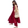 GoSriKi Kurta stampa in viscosa rayon da donna con palazzo, rosso, M
