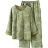 Generic Set di 2 pezzi da donna per uscire - 2 pezzi abiti da donna a maniche lunghe morbidi indumenti da notte abbigliamento da notte loungewear vintage floreale stampato pigiama set per signore anziane