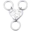 INBLUE Set di Portachiavi in Acciaio Inox Personalizzato 2-5 Nomi Cuore Puzzle Pezzi Nome Personalizzato Regali per Donne (Argento - 2 Pezzi)