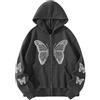 MaNMaNing Felpe con Cappuccio Skeleton Zip Up E-Girl Top Y2K Rib Cage Graphics Felpa Harajuku Giacca Oversize Morbide Felpa Giacche Casual Felpa con Cappuccio Gotico Streetwear M0021