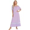 obaSeteck Camicia da Notte Lunga da Donna Vintage vittoriana Camicie da Notte a Maniche Corte Camicia da Notte Confortevole Loungewear(M, Z5)