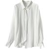 Efloorcoration Camicie da donna in seta 100% vera seta tinta unita a maniche lunghe camicette a bottone 2022 Primavera Estate Ufficio Lady Top Bianco L