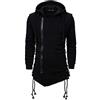 oneforus Giacca con Cappuccio da Uomo Gothic Solid Color Creative Hoodie Dark Japanese Style Fake Two Piece Jacket