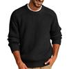 Generisch Maglione da uomo tinta unita maglione a maglia con girocollo maglione dolcevita vestibilità ampia maglia grossa maglione caldo magliera maglia a maniche lunghe maglione da lavoro, Nero , L
