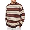 Rrongwn Maglione da uomo a righe, per il tempo libero, lavorato a maglia fine, oversize, alla moda, a maglia fine, a maniche lunghe, caffè, XXL
