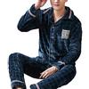 CIDCIJN Pigiama da Uomo Intero Set, Caldo Pigiama Flanella Inverno Spessa Set Manica Lunga Pijama Casual Corallo Pile Suits 3XL, Blu,XL