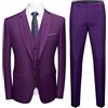 ZDJSWJ Set di ricevimento di nozze 3 pezzi da uomo giacca a bottone singolo e pantaloni lunghi Collar Slim Costume casual, viola., 6XL
