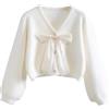Generisch 2026 Cappotto invernale da donna con fiocco sciolto maglia velluto da donna, bianco, Taglia unica