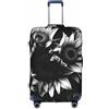 EdWal cute Bichon Frise Dog Print Bagagli Protezione, Elastico Antipolvere Travel Valigia Cover,per valigie da 45-81 cm, Girasoli bianchi e neri, M