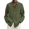 Fulidngzg Camicia Uomo Lino Manica Lunga Slim Fit Curvy Beach Casual Camicie Sportivia Elegante Estiva Camicia Tinta Unita Camicie Estive Taglie Forti vestibilità