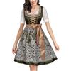 Cexiakong Dirndl da Donna, Abito Midi Elegante, Viola, Pizzo, Set di Blusa e Grembiule, 3 Pezzi, Gonna Tradizionale Bavarese, Lunghezza al Ginocchio, Lungo, Outfit per Oktoberfest, Scollo Alto, Abito
