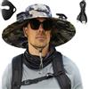 NNBWLMAEE Cappelli da Pesca con ventaglio Solare a Tesa Larga, Cappello con ventole Integrate, Cappelli Impermeabili da Esterno (1pc-B)