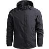 sutelang lurryly Giacca Pioggia Uomo - Uomo Casual Staccabile Con Cappuccio Manica Lunga Cerniera Tasca Sottile Giacca Escursionismo All'aperto Impermeabile Antivento Tuta Uomo Pile, Le Noir, L