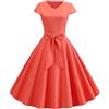 Generic Smanicato Vintage Donna Anni 50 e 60 Audrey Hepburn da Sera Cocktail Matrimonio Festa Swing Party Dress a Una Spalla Rockabilly A Pois, azzurro, M