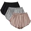 Rainjia Pantaloncini Pigiama Donna Estate 3 Pezzi - Alta Vita Morbidi in Modal, Pantaloncini Larghi per Casa e Palestra (Taglie XS- L)