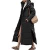 GUOCU Piumino Lungo Ispessito con Cappuccio da Donna Lunga Giacche Piumino Cotone Imbottito Caldo Giacca Parka Invernale Cappotto Lungo con Cappuccio Leggero Piuma Cappotti Cappotto Trapuntato Nero 3XL