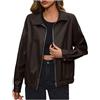 Generico Giacca da Donna in Ecopelle Elegante Giubbotto Leggera con Cerniera Giacca da Motociclista da Donna Giubbotto Ecopelle Donne Moda, Tinta Unita, Maniche Lunghe (Coffee, M)