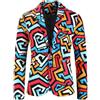 Beokeuioe Tuta da uomo, vestibilità normale, Funky, giacca da uomo, per il tempo libero, con stampa, blazer, tuta da uomo, giacca colorata con bottoni, per feste di nozze, Colore: rosso, L
