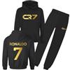 Generic Felpa con cappuccio e pantaloni da jogging Ronaldo per bambini CR#7 Jersey Football #7 GOAT 2023 Felpa da calcio per bambini Al Nassr Jersey Regalo da calcio per ragazzi, Nero , 9-11 Years