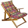 Legno Line sas POLTRONA RELAX 3 POSIZIONI IN LEGNO PIEGHEVOLE CUSCINO IMBOTTITO COLORE MULTICOLOR