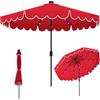 COSTWAY Ombrellone da Giardino 300 cm, con 24 Luci LED Solari, Inclinazione Regolabile, Manovella, 8 Stecche, Anti-UV, Top Ventilato, Idrorepellente, Giardino Piscina Patio (Rosso)