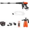 STOCKER - Kit Idropulitrice Calipso E-200 21V con Batteria Fast Charge 2,6Ah, Caricabatterie Doppio 21V, Sapone Auto 3-in-1 e Pompa Schiumogena - Pulizia per Casa, Auto e Giardino
