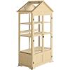 Outsunny Telaio freddo in legno, bloccabile, 100x56.5x178 cm Naturale | Serra, 4 livelli, finestra sul tetto, telaio freddo con doppia porta, per giardino, balcone